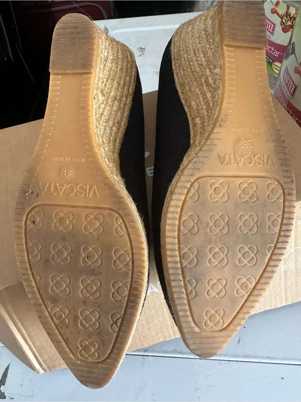 Wedge Espadrille Pointed-Toe heels  in Black size EU 38.5/US 8.5 made in Spain